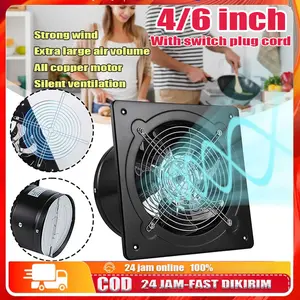 【Ready stock,COD】4/6 Inch Exhaust Fan Dinding Kipas Exhaust Ventilasi Dinding Atap Kipas Kamar Mandi Kipas Dapur Kipas Angin Hisap Plafon Booster Fan