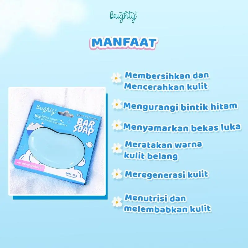 2 Pcs Brighty Glow & Bright Bar Soap Sabun Mandi Pemutih badan sabun pencerah sabun whieting whitening soap 4