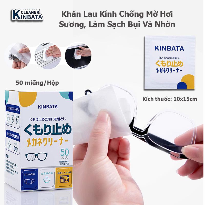 Khăn lau kính chống sương mờ KINBATA Nhật Bản giấy lau chống bám hơi nước lau sạch nhờn vân tay bụi bẩn trên mắt kính điện thoại laptop máy ảnh