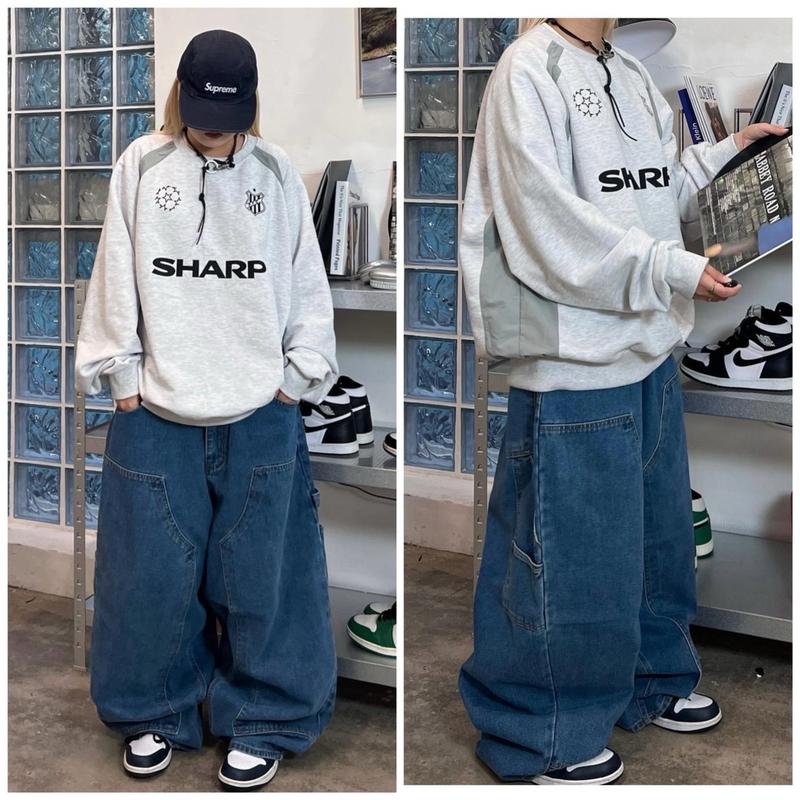 Quần Jean THỤNG DOUBLE KNEE ỐNG 28CM cá tính dành cho nam và nữ ( eo 60-80cm )