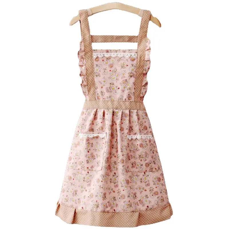 Flower Pattern Apron with Pocket, Waterproof Apron for Women, Kitchen Cooking Products 3