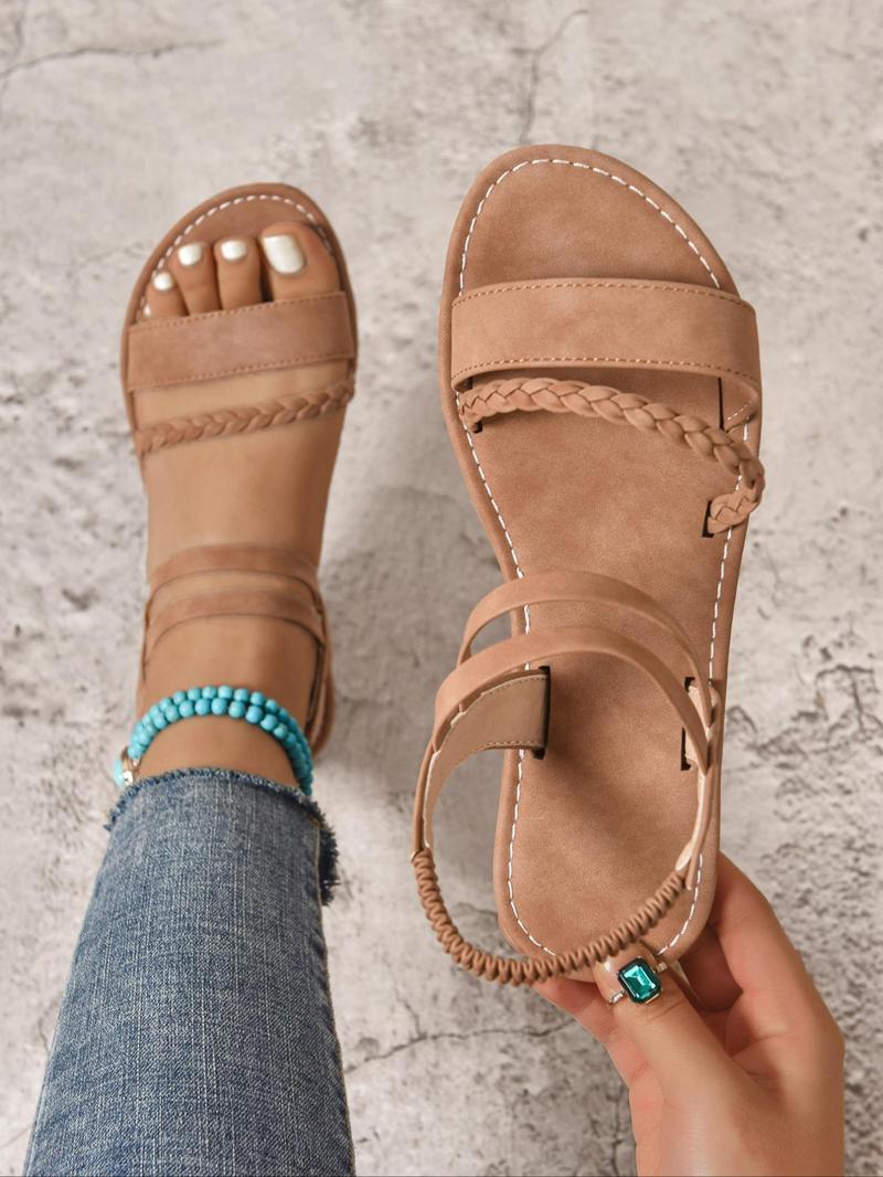 Product Introduction of Women's Fashionable Plain Color Slides, Casual Comfortable Flat Sandals Slippers for Summer, Lightweight Breathable Shoes for Daily Wear, Girl 4