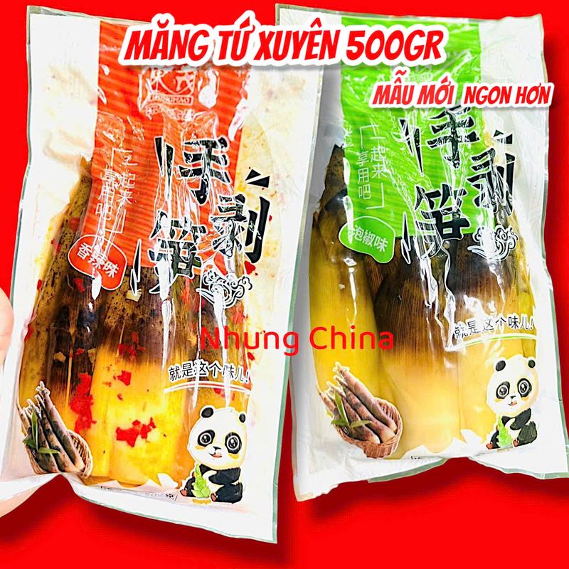 Măng Tứ Xuyên ngâm Ớt Đỏ Gói 500gr Mẫu Mới Siêu ngon - Food Ăn vặt