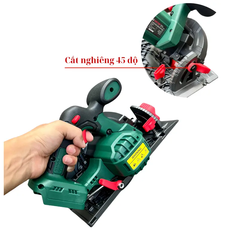 Máy cưa gỗ pin Dekton M21-CG165BL Dễ dàng điều chỉnh góc cắt nghiêng và chỉnh độ sâu khi cắt. 1