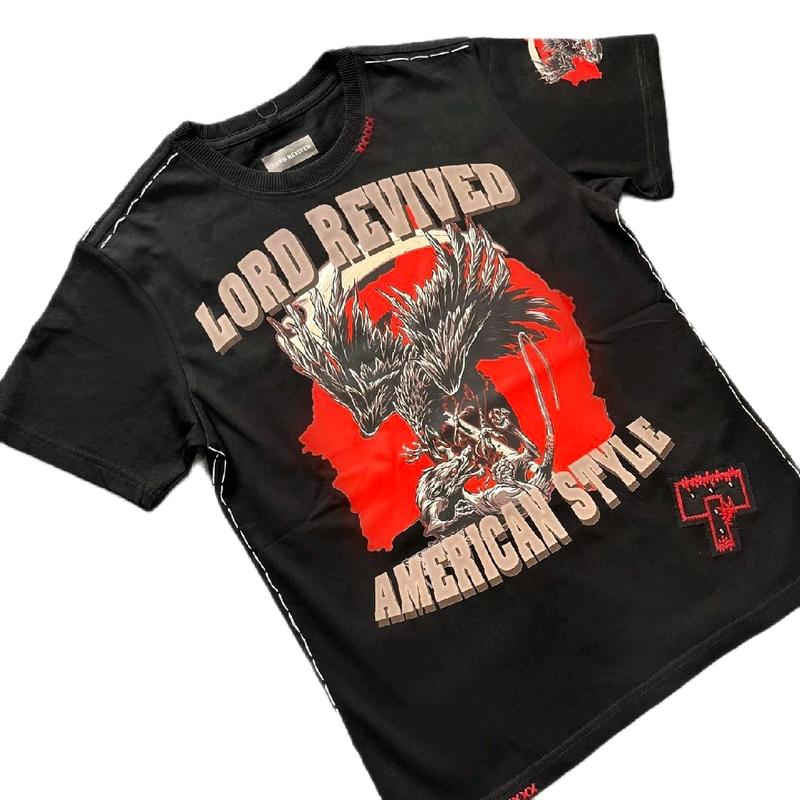 Áo thun nam Lord Revived đại bàng cotton thoáng mát màu đen - Cổ Tròn - Menswear