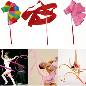 【SIAP】2m Twirl Ribbon + Stick / Twirling Satin + Tongkat Twirl Tari Balet Ballet / Twirl Ribbon Tongkat Gymnastic Senam Ritmik