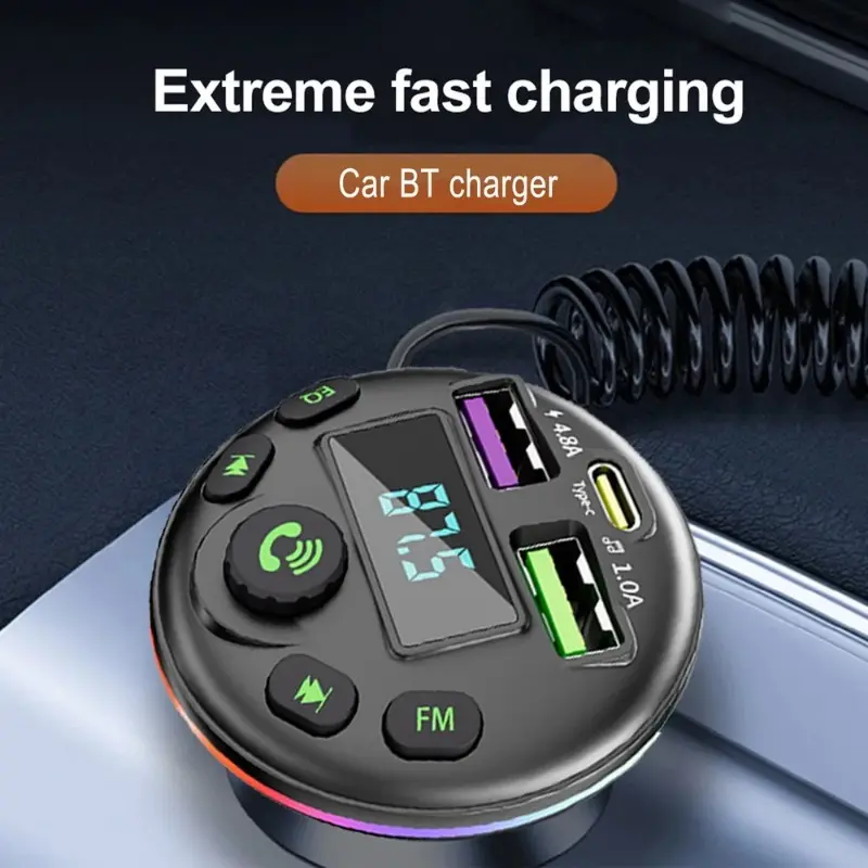 Bộ phát Bluetooth trên ô tô, Đa chức năng, Bluetooth 5.0 + Bộ phát FM + Sạc nhanh 3 trong 1, Bộ Chuyển Đổi bộ thu âm thanh, Tương thích với các thiết bị thông minh Phụ Kiện 4