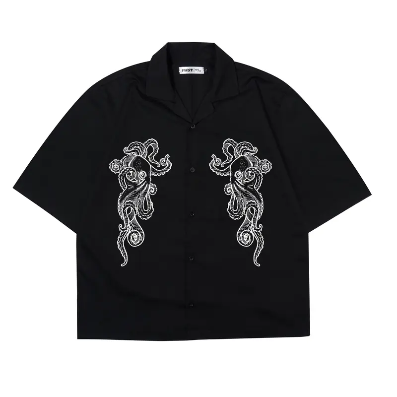 Mnst Shirt Kemeja Pendek Pria Boxy Octopus 0