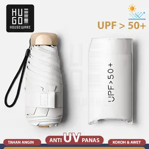 HUGO Payung Lipat Mini Anti UV Sinar Matahari Payung Mini Polos Portable Cute Umbrella Hampers Gift Premium