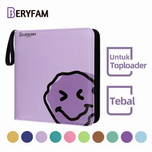 BERYFAM Toploader Binder Album Buku Album Holder Album Book PU Zipper Album Dengan Resleting Koleksi 240 Pcs 30 Halaman for Toploader Seri Blueberry