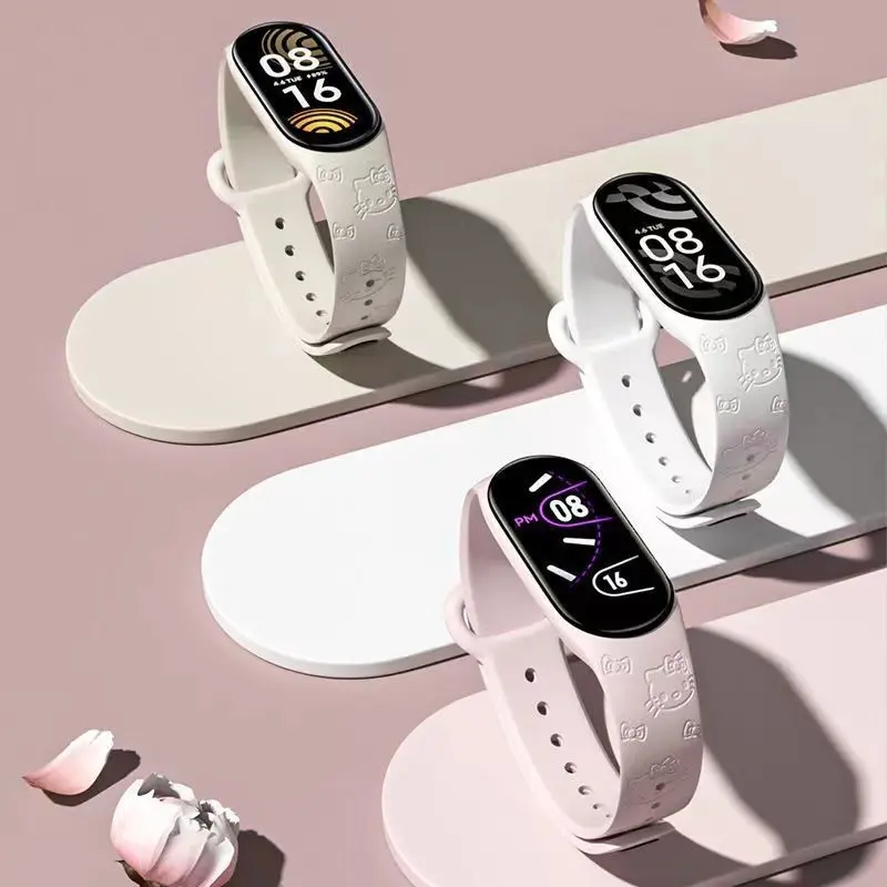 Straps Jam Silikon Hello Kitty Kompatibel dengan Mi Band  Strap Jam Silikon Mi Band Imut untuk Wanita 5