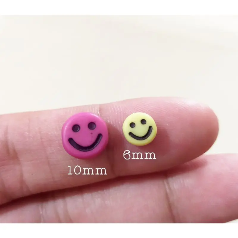 100 pc Manik Manik Smile Bulat Pipih Mote Emoji Smile Bentuk Bulat Bahan Craft Diy Ukuran 6mm Raziq 11 Store Kerajinan 1