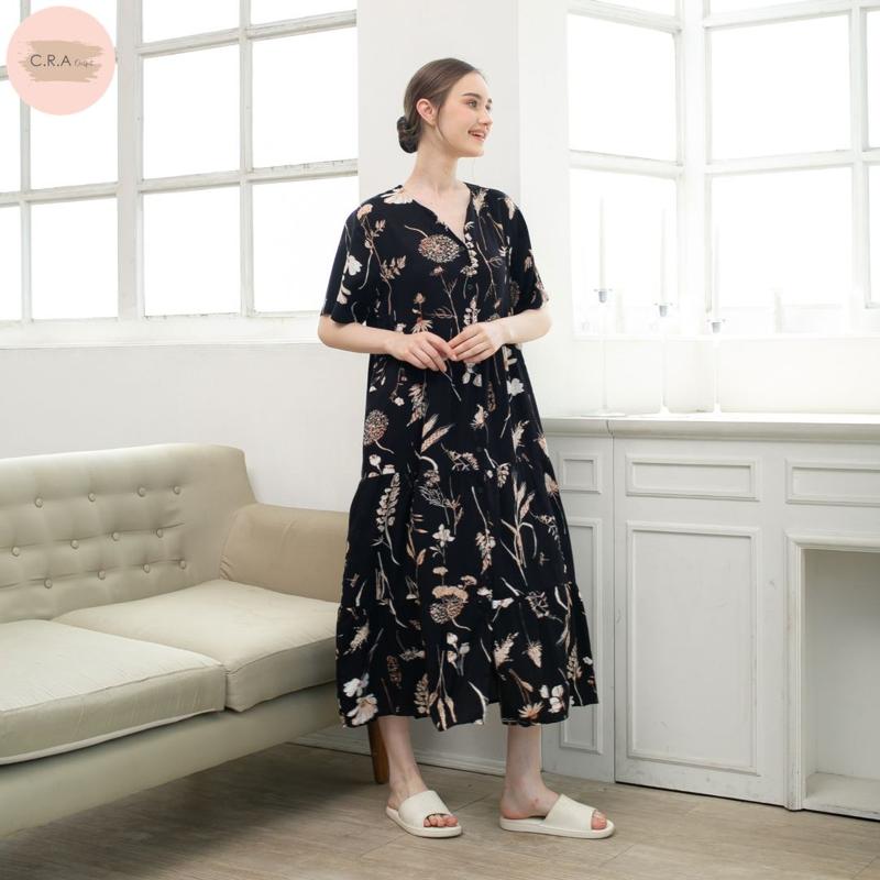 CRA OUTFIT - Maxi Dress Carly Series - CR1 Baju Bumil Kancing Panjang Casual Nyaman 0