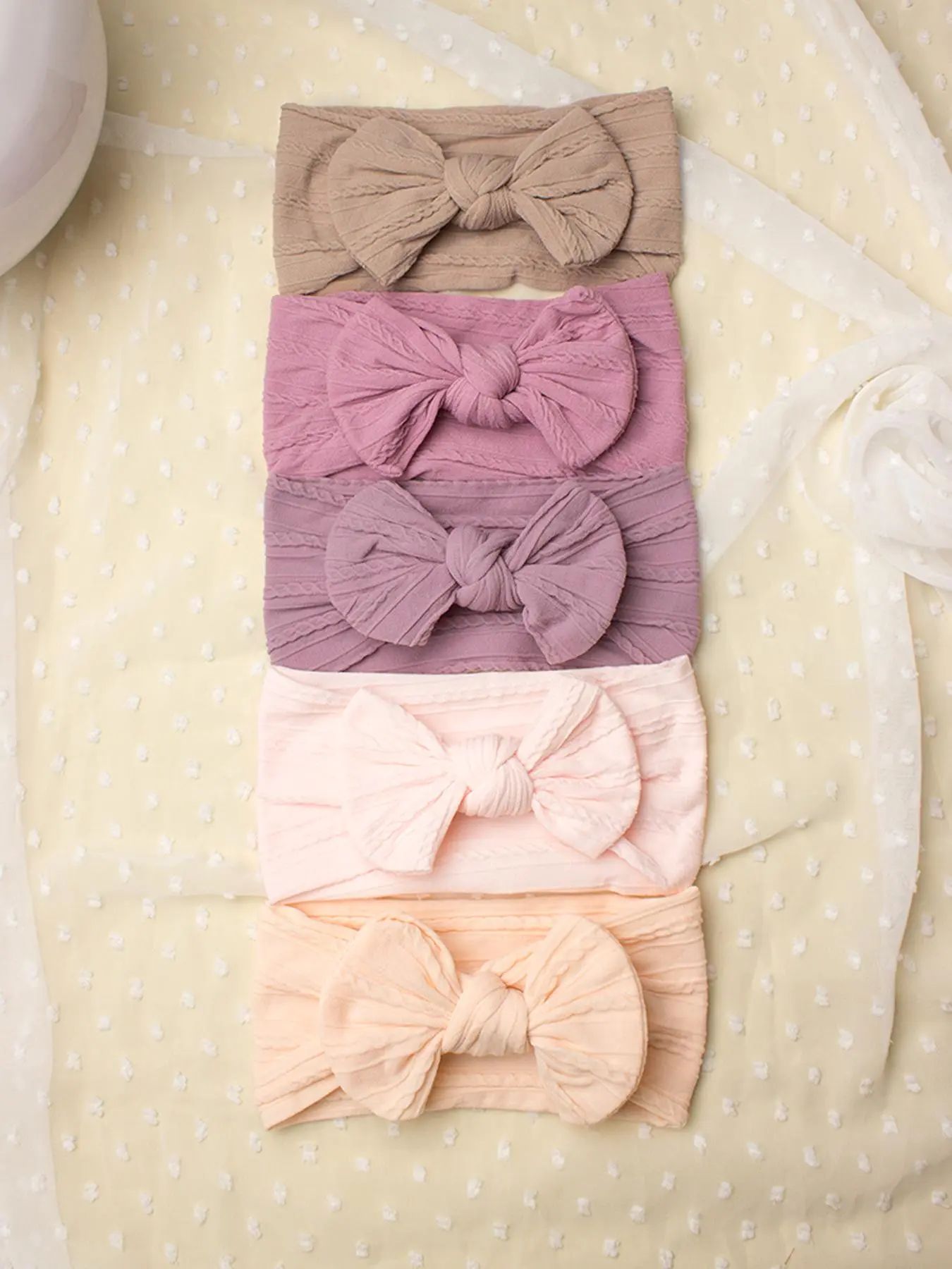 Baby's Plain Textured Bow Decor Hair Band, Cute Casual Hairbands for Daily Wear, Newborn Infant Girls & Boys Hair Accessories