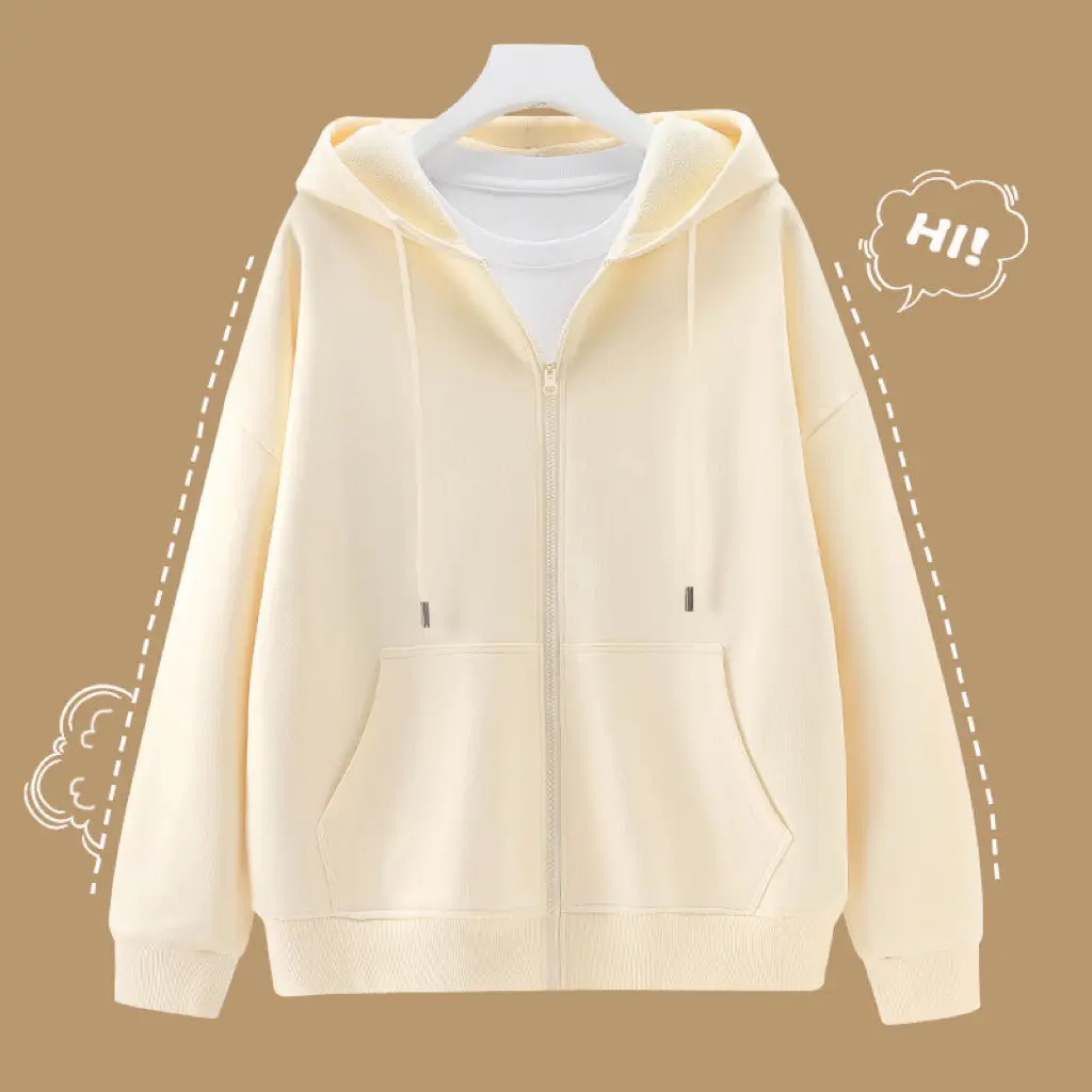 13color Unisex Hooded Jacket cotton Plain Jacket with Zipper