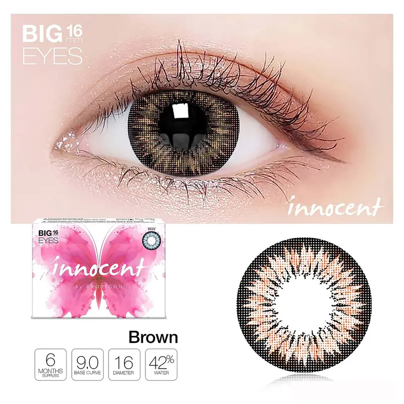 Paket Softlens Normal X2 INNOCENT 16mm BIG EYES + Cairan Soflens 60 ml Gratis Tempat Soflen 6