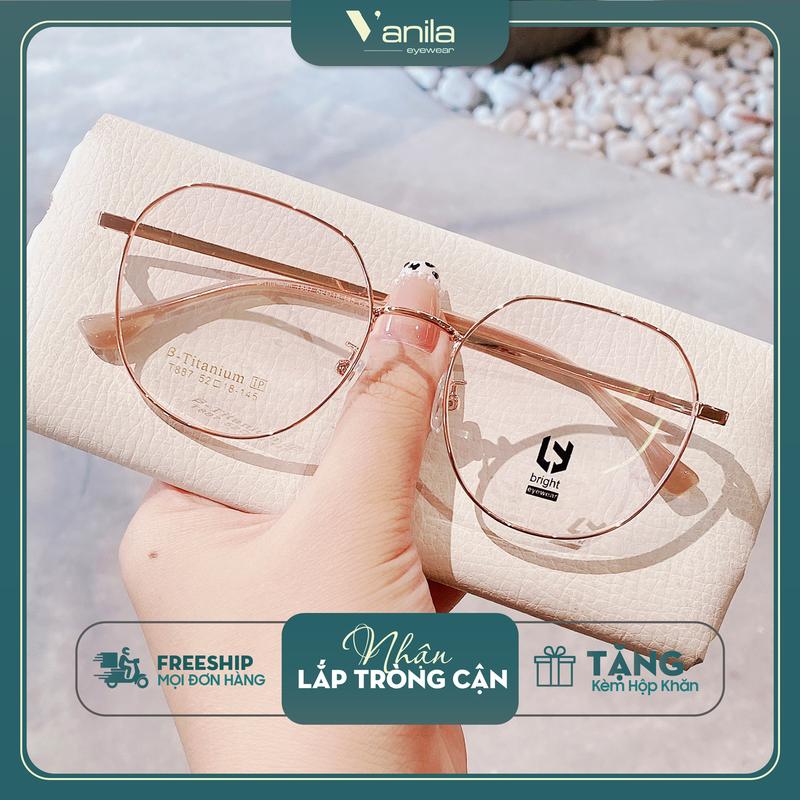 Gọng kính TITAN VANILA KC887 gọng kính TITAN siêu nhẹ dáng kính gọng đa giác