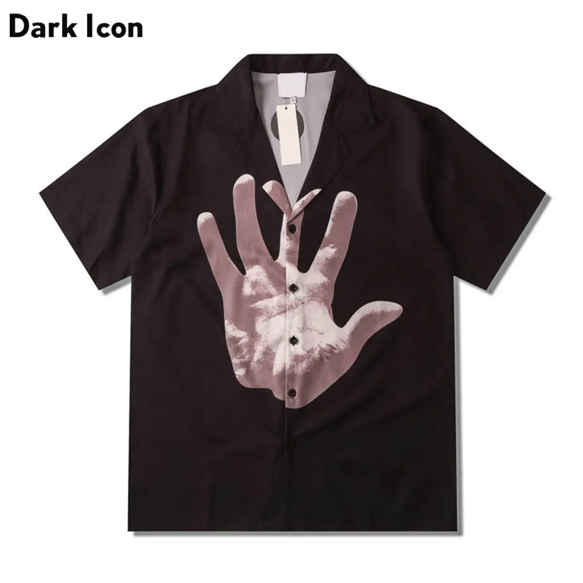 Dark Icon Hand Printing Hawaiian Shirt Men Summer Men's Shirts Polo Shirts Pria Kaos Distro Baju Keren Katun