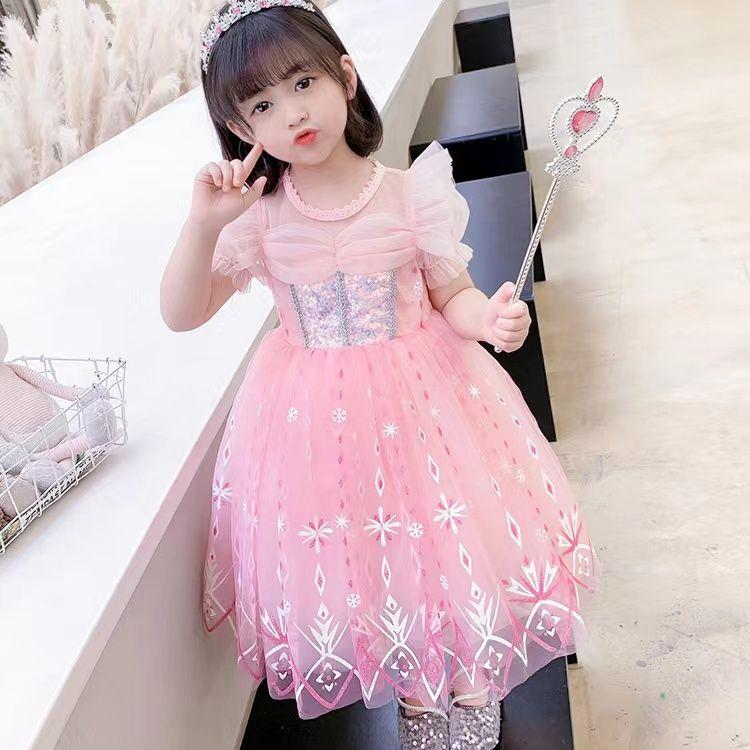 Váy Lưới Mùa Hè Cho Bé Gái, Thời Trang Mới, Váy Công Chúa Elsa Cho Trẻ Em, Váy Biểu Diễn, Thích Hợp Cho Trẻ Sơ Sinh 2