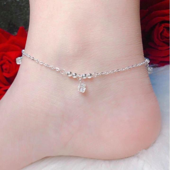 Lắc chân hộp Bạc ta , lắc chân nữ Bạc ta rubic   - Vàng Bạc Khải Khải