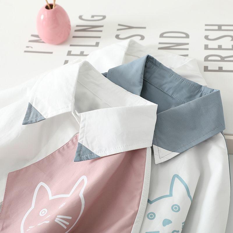 Product Introduction of Áo Sơ Mi Dài Tay Dáng Rộng Phong Cách Preppy, Dành Cho Giới Trẻ, Dành Cho Bé Trai, Xu Hướng Mùa Xuân Và Mùa Thu, Áo Sơ Mi Mèo Hoạt Hình, Thích Hợp Cho Các Cặp Đôi 8