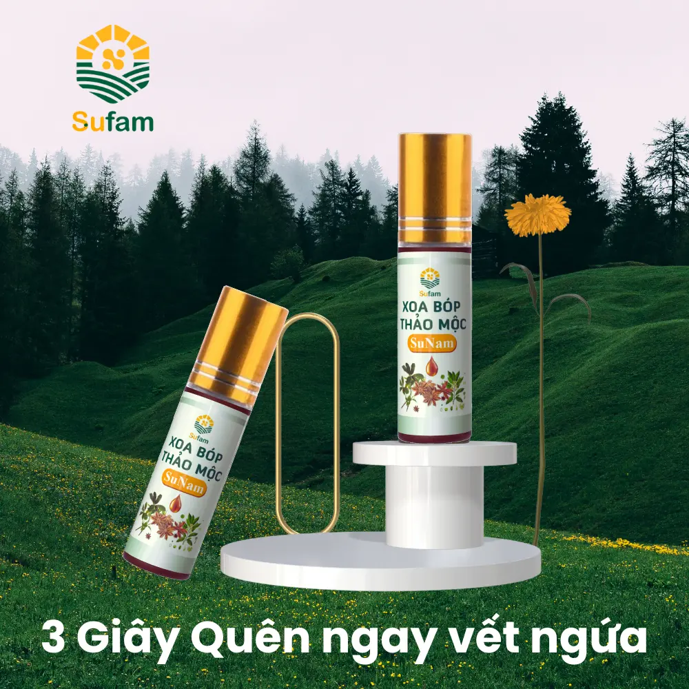 Chai lăn trị ngứa thảo mộc - Dung dịch lăn thảo mộc SuNam, Dùng tốt để trị ngứa giảm sưng do muỗi đốt côn trùng cắn, các vết bầm tím do va đập, xoa bóp thảo mộc tự nhiên