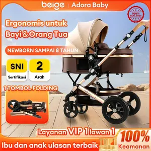 [Garansi 30 Tahun]BEIGE Stroler bayi lipat travelling 2Arah stroller baby Kereta Dorong Balita Lipat