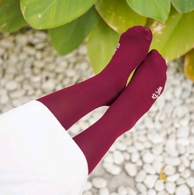kaos kaki sashee tumit panjang Nyaman Wanita Stocking Hitam Spandex 1