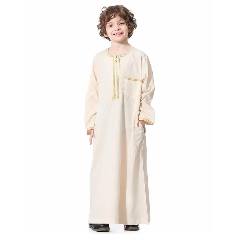 Product Introduction of Dubai Embroidery Patchwork Hijab Abayas Ramadan Muslim Clothing Boys Abaya Jilbab Khimar Turkey Kaftan Moroccan Islam Long Robe 4