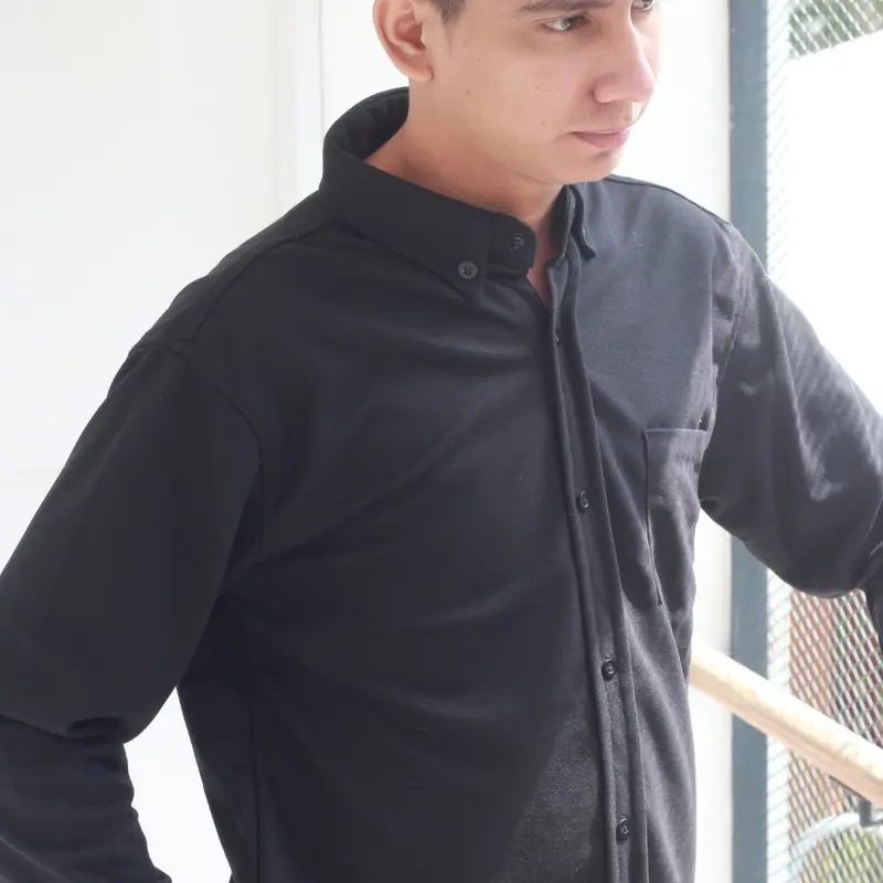 BIGSALE Tweltree Kemeja Kasual Pria Lengan Panjang Katun Pique Premium Casual Fit Tebal  Baju  Hitam Dewasa Murah Distro 5