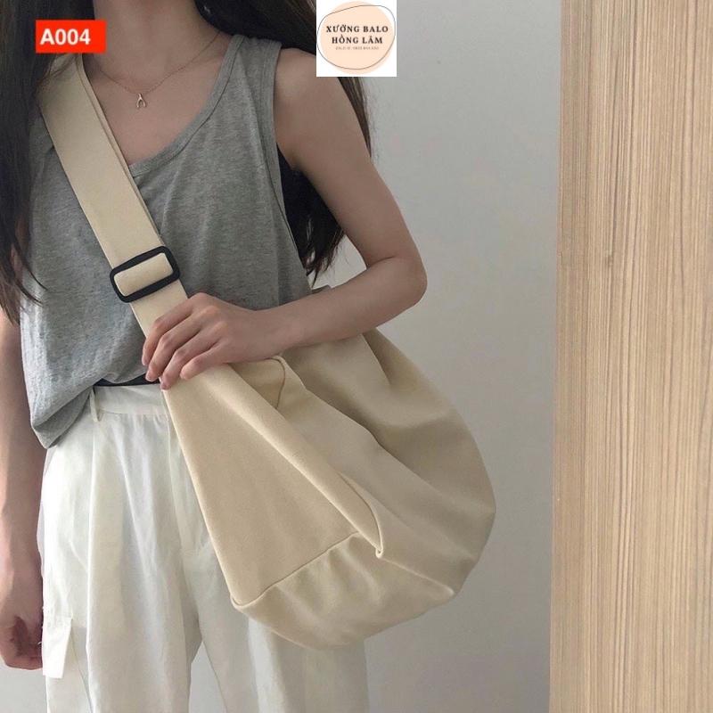 TÚI TOTE ĐEO CHÉO TRỐNG SIU TO CÓ KHÓA KÉO & TÚI CON VẢI CANVAS PHONG CÁCH ULZZANG ĐỂ ĐƯỢC SÁCH ĐỒ DÙNG THOẢI MÁI