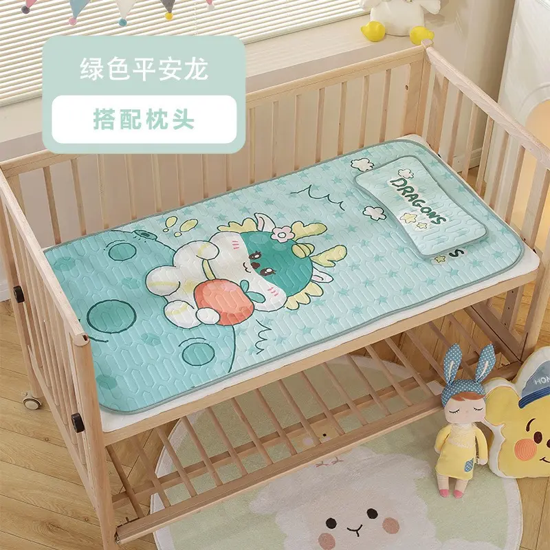 Chiếu điều hòa 5D kèm gối kích thước 60 x120cm cho bé ngủ ngon cao su non sơ sinh 1m6 Kem