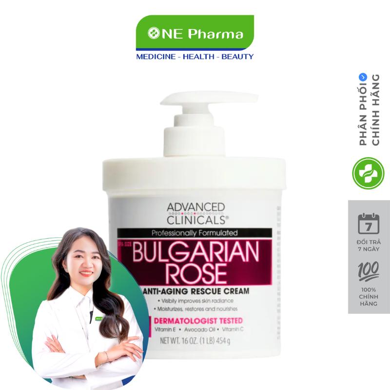 Kem Dưỡng Cơ Thể Advanced Clinicals Bulgarian Rose Body Cream Làm Dịu Cấp Ẩm Da Khô - 454g