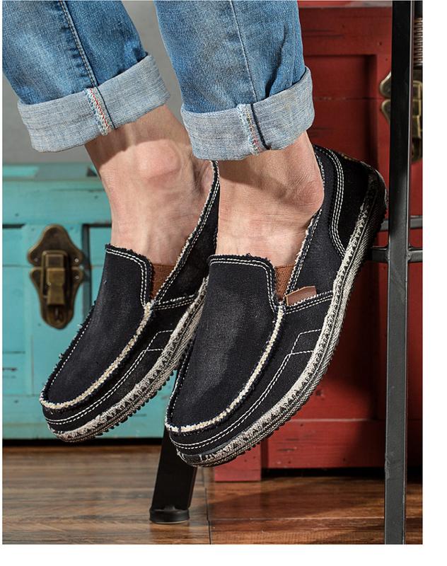 Product Introduction of Men's 2023 Breathable Men's Canvas Shoes Slip-on Lazy Large Size Casual 45 Beijing Cloth Shoes Shoes for Four Seasons 23