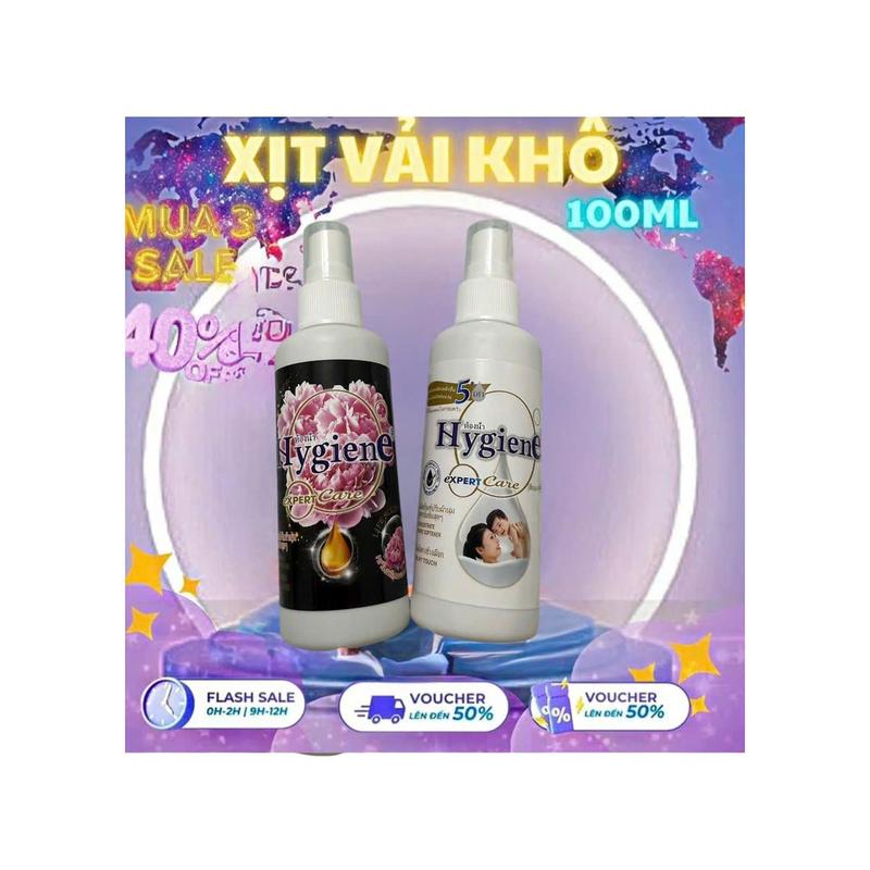 Nước xả vải khô Hygiene dạng xịt, màu đen - Dung tích 100ml Giữ Hương Thơm Lâu Trên Quần Áo tẩy xitv  aikho  quanao 1