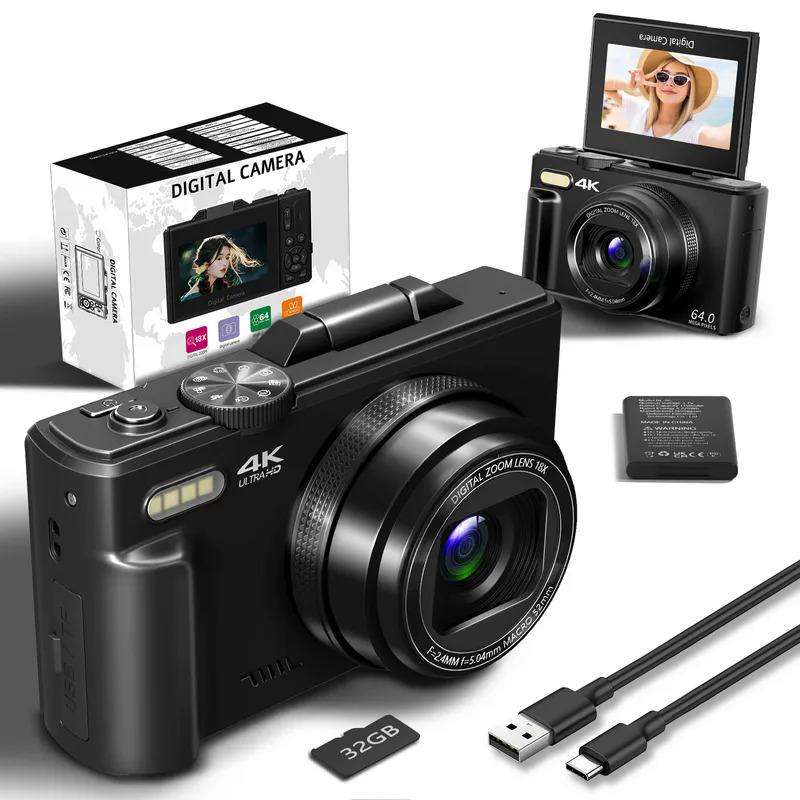 4K compact digital photography camera, 18x digital zoom, vintage ...