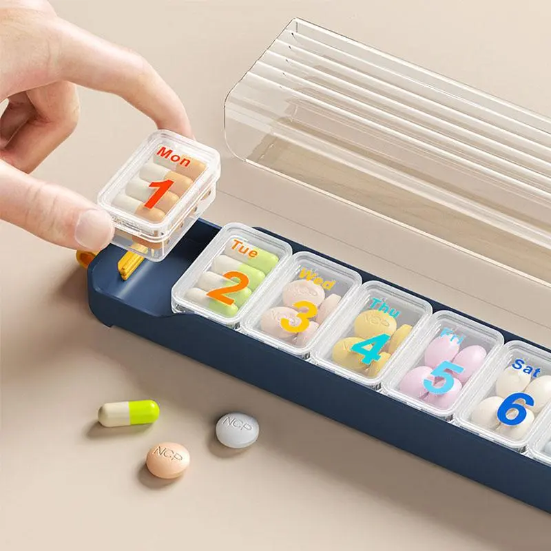Portable Pill Storage Box, 1 Count Weekly Pill Organizer, Pill Storage Box for Home Office Travel, Home Organizer for Pill, Healthcare 4