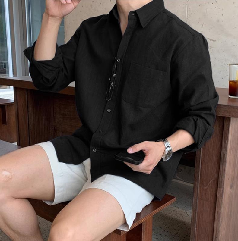 Áo Sơ Mi Nam Màu Đen Dài Tay Vải Linen Premium Form oversize - WeOne Menswear
