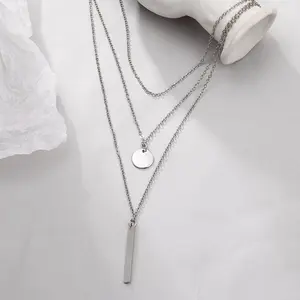 3 in 1 Kalung Rantai Wanita Fashion Kekinian Anti Karat Kalung Three Layer Liontin Chain Necklace Bohemian Wanita Multi-layer Panjang Hijab KIARA JEWELRY emas gold silver  women  jewellery