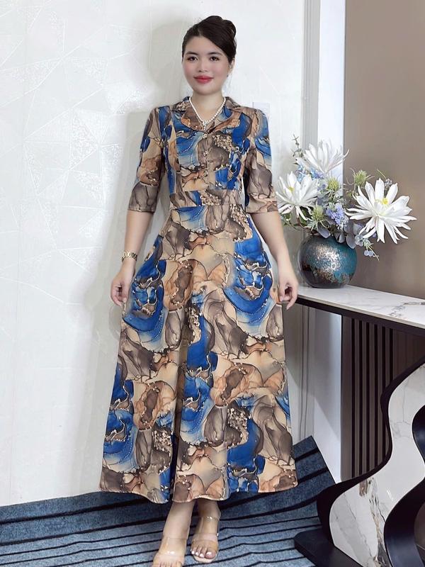 MÃ 883 : ĐẦM CỔ VEST DÁNG DÀI CC Nữ Women