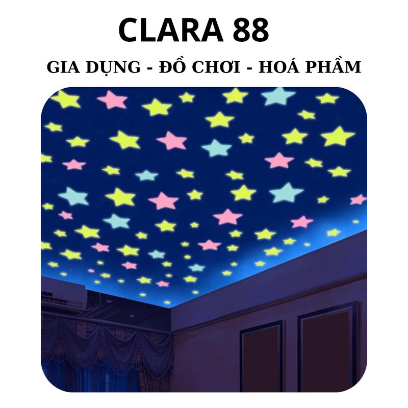 100 Ngôi sao dạ quang dán tường trang trí phòng 3cm vrg1588 Decor miếng