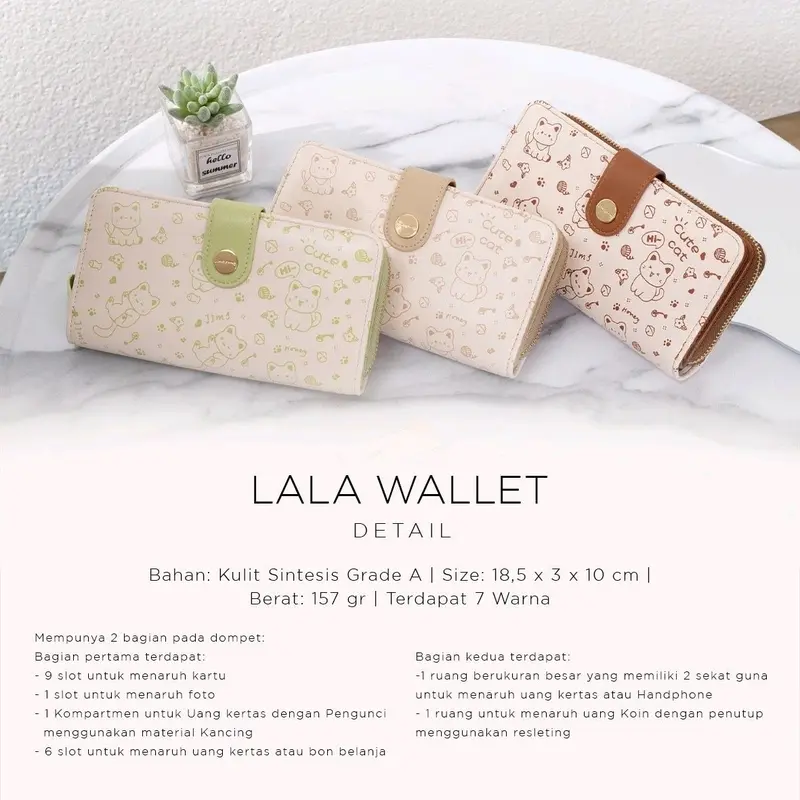 JIMSHONEY DOMPET PANJANG WANITA LALA WALLET Slot kartu kulit motif 3