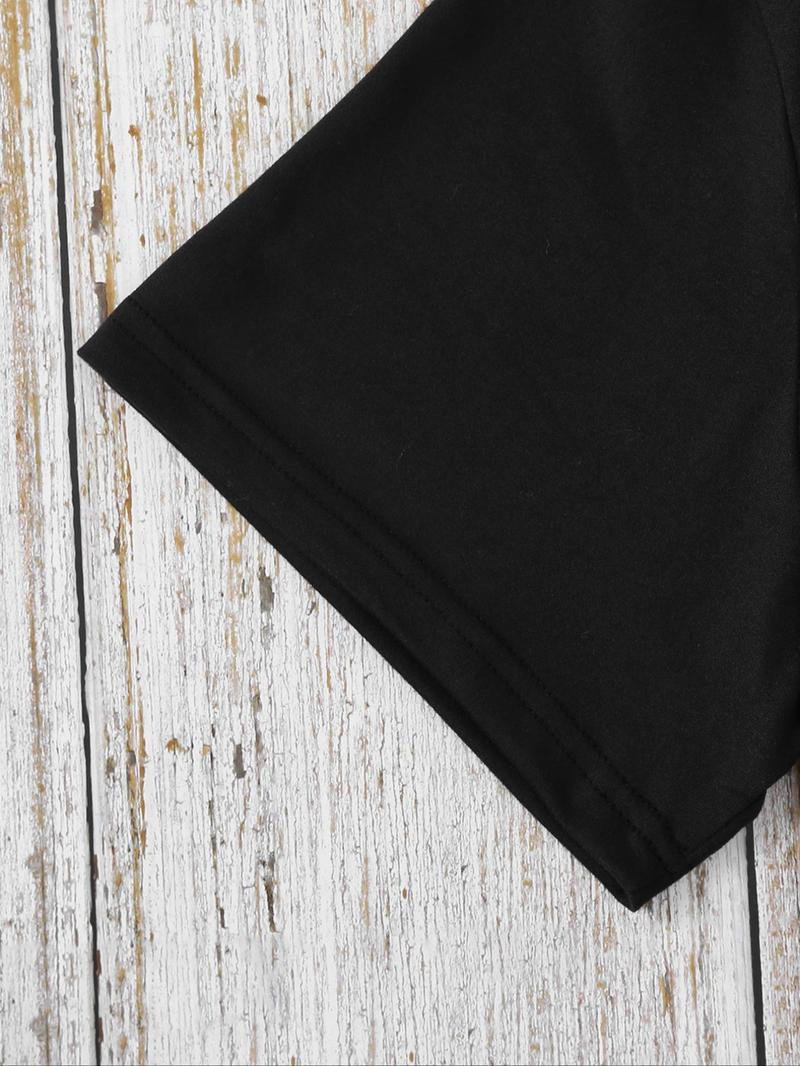 Product Introduction of 【Plus Size】 Letter Print Round Neck Tee, Casual Short Sleeve Crew Neck T-shirt for Summer, Women's Plus Clothing for Daily Wear 4