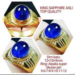 Cincin batu permata king sapphire asli top quality
