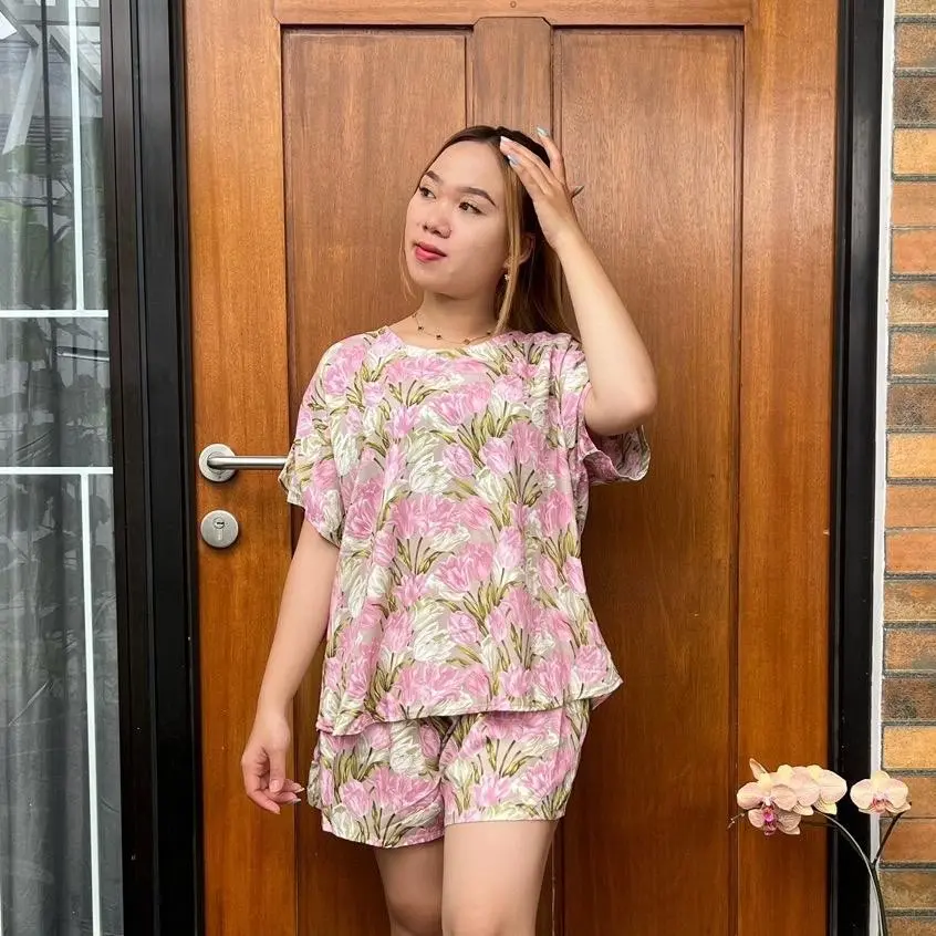 Queen Setelan Baby Doll One Set Pendek Wanita Rayon Premium