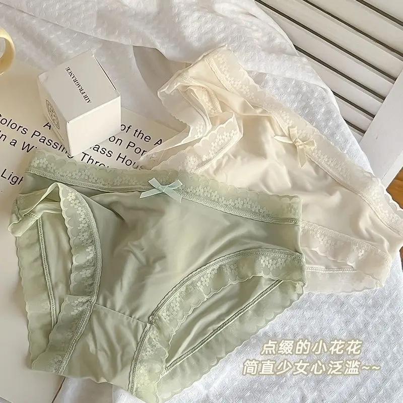 Set 5 quần lót lụa su cạp ren hoa