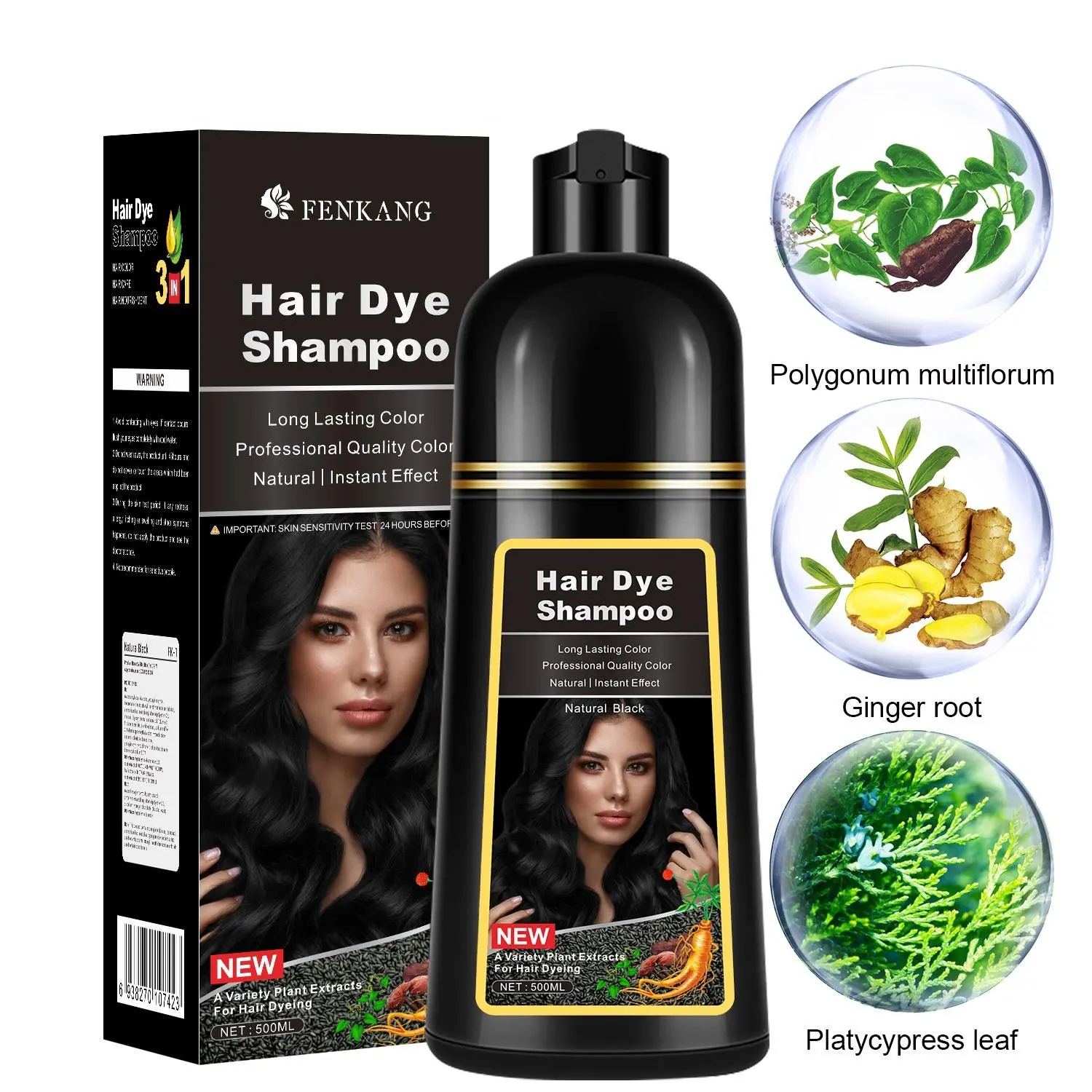 500ml Hair Dye Shampoo, Long Lasting Natural Extracts Hair Dyeing Shampoo, Hair Care & Styling Product for Women & Men