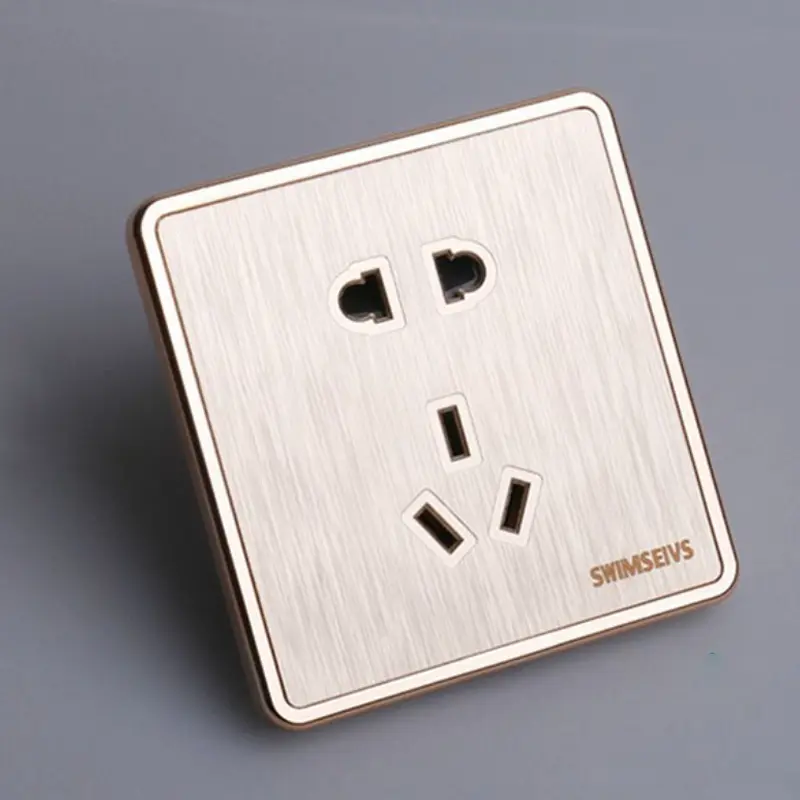Dunia Lampu Saklar / Sakelar Lampu Emas Gold Brushed / Sakelar Lampu Abu Space Gray  1/2/3 Gang Electrical Switch Tembaga 5