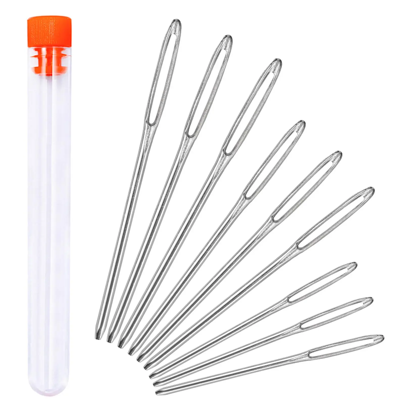 Stainless Steel Large Eye Needle Set, 9 Counts Sewing Needle with Random Color Storage Tube, DIY Hand Sewing Needle for Cross Stitch