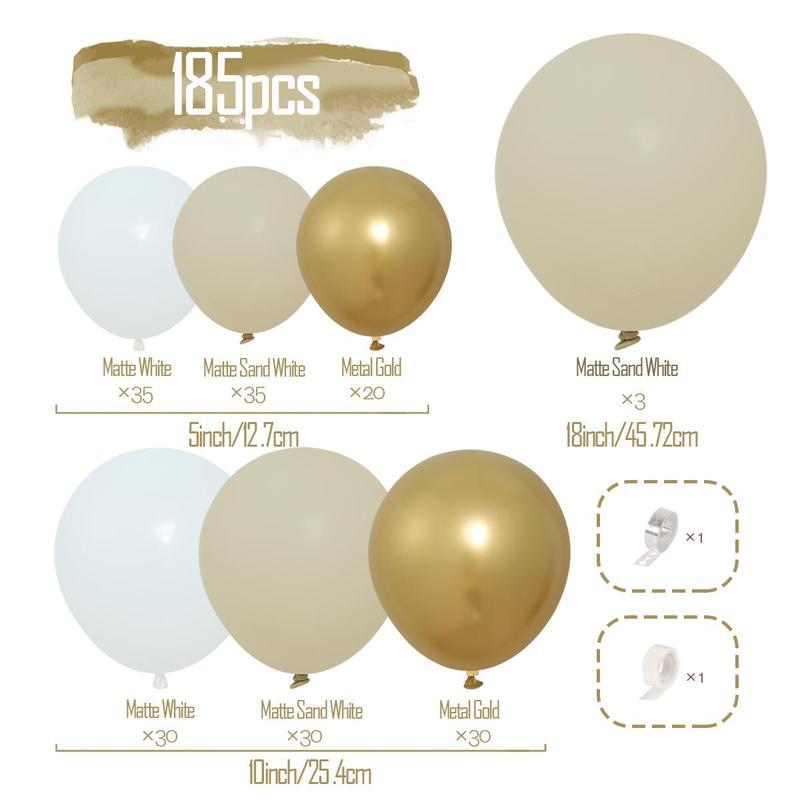 Balloon Garland Arch Kit with Tape, 185pcs/set Mixed Color Latex Balloon, Birthday Party Decoration Supplies 1